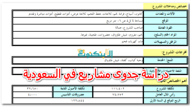 دراسة جدوى مشاريع في السعودية